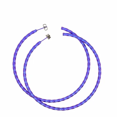 Large Twisted Purple Hoop Earrings